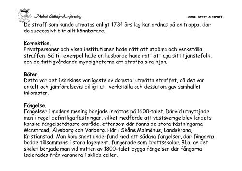 Brott och Straff - Malmö Släktforskarförening