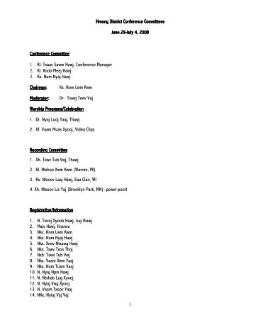 1 Hmong District Conference Committees Hmong District ...