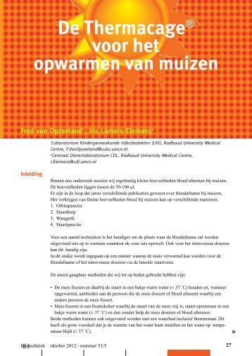 De Thermacage® voor het opwarmen van muizen - Biotechnische ...