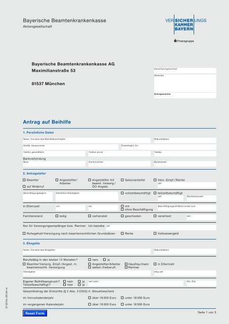 Beihilfeantrag Kirchengemeindeamt