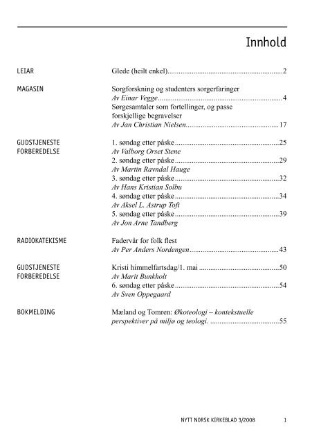 Nytt norsk kirkeblad nr 3-2008 - Det praktisk-teologiske seminar