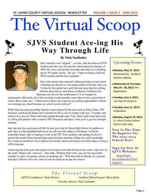 “Virtual Scoop” – May 2013 - St. Johns Virtual School - St. Johns ...