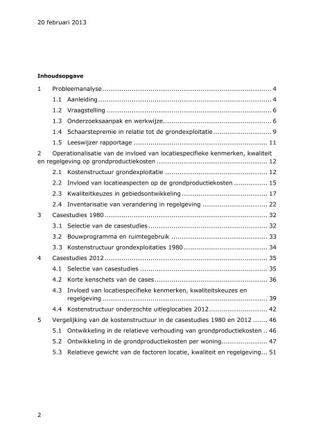 Verdiepingsonderzoek grondproductiekosten - Tweede Kamer