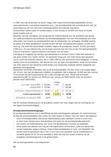 Verdiepingsonderzoek grondproductiekosten - Tweede Kamer