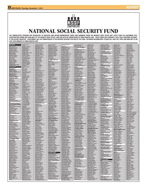 Unregistered Contributors - National Social Security Fund