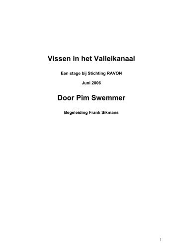 Vissen in het Valleikanaal Door Pim Swemmer - Ravon