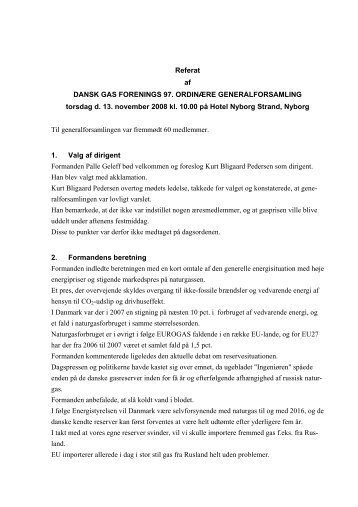 Referat af Generalforsamling - Dansk Gas Forening
