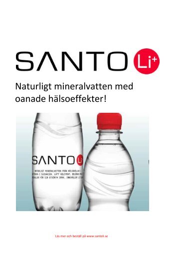 Naturligt mineralvatten med oanade hälsoeffekter! - SANTO-Li