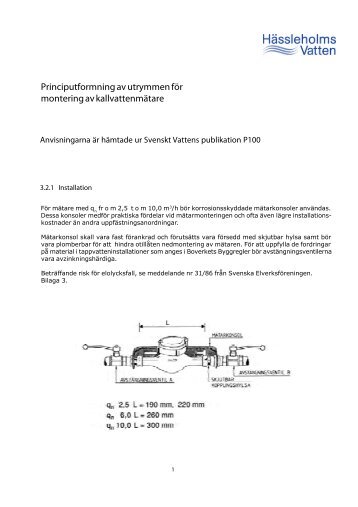 Principutformning av utrymmen för montering av kallvattenmätare