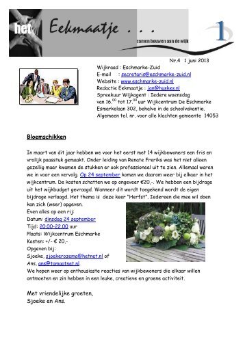 Bloemschikken - Wijkraad Eschmarke-Zuid