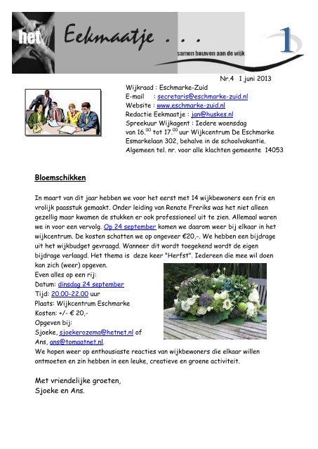 Bloemschikken - Wijkraad Eschmarke-Zuid