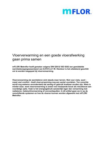 Vloerverwarming en een goede vloerafwerking gaan ... - Bosgoed