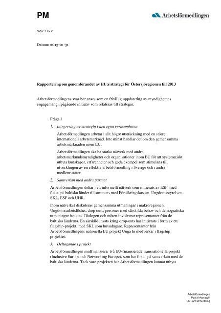 Bilaga 4 Rapportering Ostersjostrategin 2013.pdf - Tillväxtverket