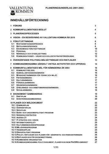 PLU - Planeringsunderlag 2001--2003 - Vallentuna kommun