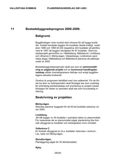 PLU - Planeringsunderlag 2001--2003 - Vallentuna kommun