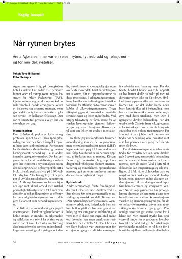 Når rytmen brytes - Tidsskrift for Norsk Psykologforening