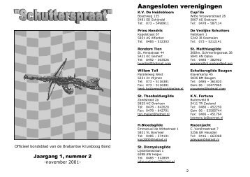 Schutterspraat nummer 2 november 2001 - Brabantse Kruisboog Bond