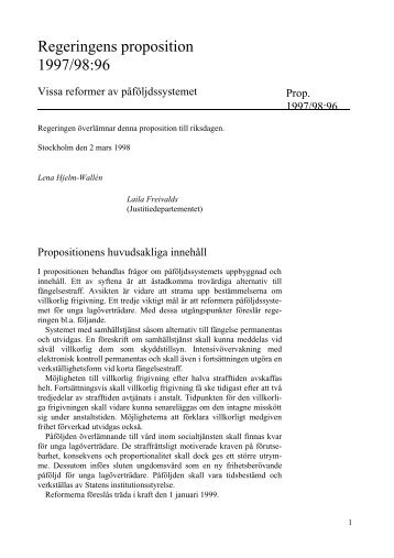 Prop. 1997/98:96 Reformer av påföljdssystemet