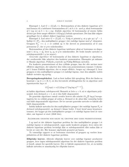 ALGEBRAISK GEOMETRI DISKRETE LOGARITME ... - Matilde