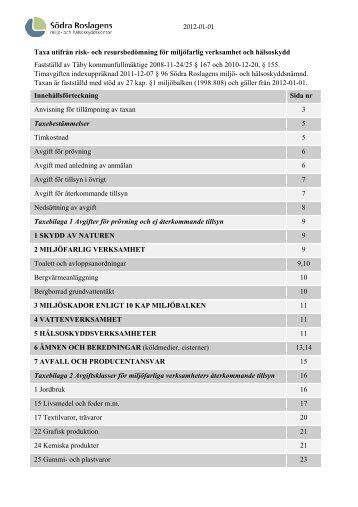 Taxa utifrån risk- och resursbedömning för miljöfarlig ... - Täby