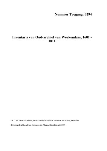 0294 Inventaris van Oud-archief van Werkendam, 1601 - 1811