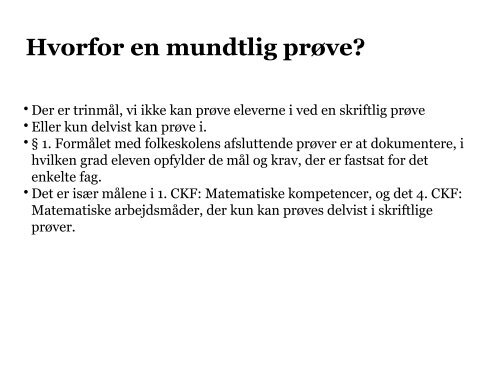 Oplæg om matematiske kompetencer og mundtlig gruppeprøve