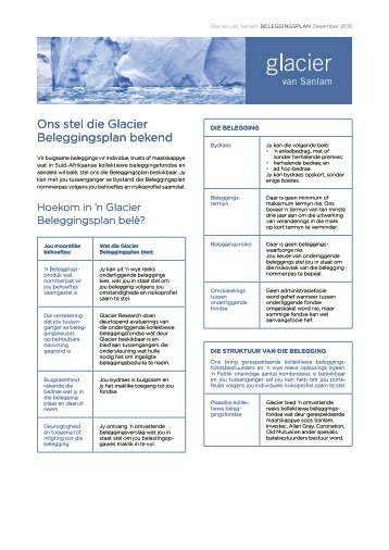 Ons stel die Glacier Beleggingsplan bekend - Sanlam