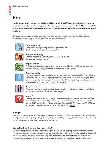 Algemene informatie over hitte en gezondheid - GGD Amsterdam