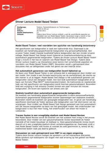 Beschrijving Dinner Lecture Model Based Testen - TMap