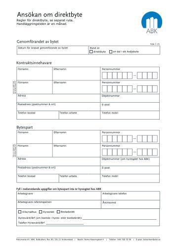 Ansökan om direktbyte - ABK
