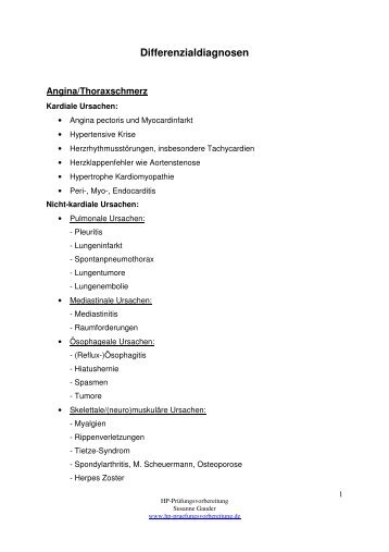 Wichtige Differenzialdiagnosen