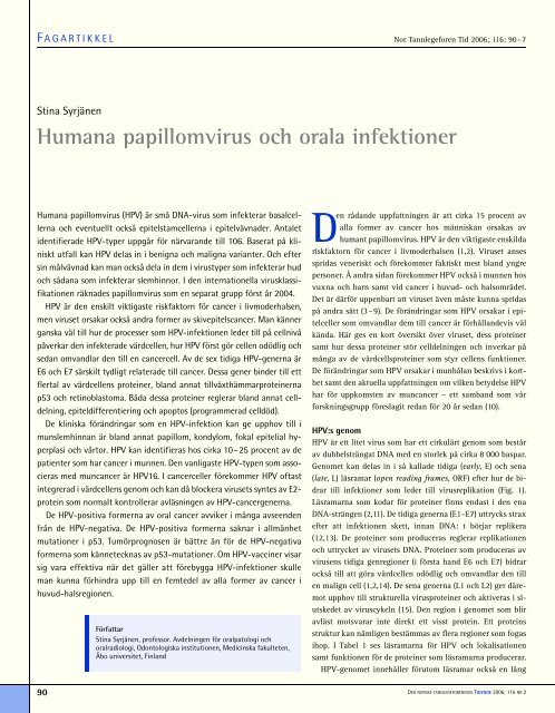 Humana papillomvirus och orala infektioner - Den norske ...