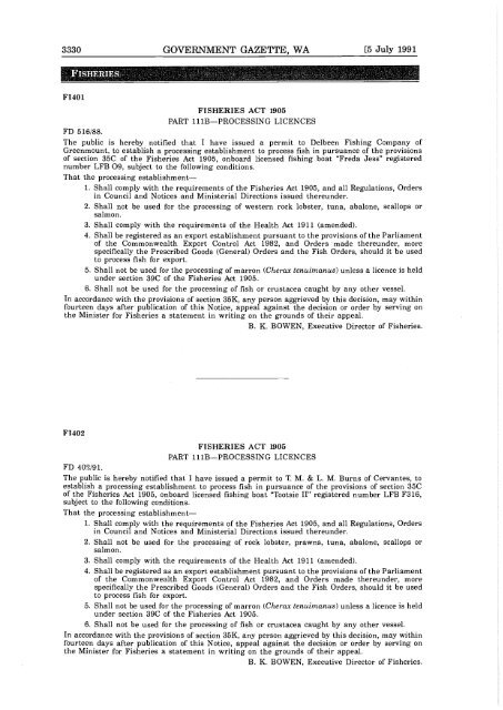 PERTH, FRIDAY, 5 JULY 1991 No. 87 - State Law Publisher - The ...