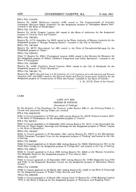 PERTH, FRIDAY, 5 JULY 1991 No. 87 - State Law Publisher - The ...
