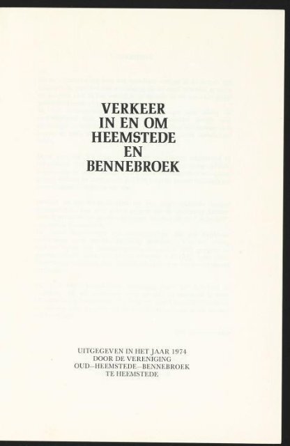 VERKEER IN EN OM HEEMSTEDE EN BENNEBROEK - Historische ...