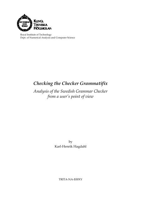 Checking the Checker Grammatifix