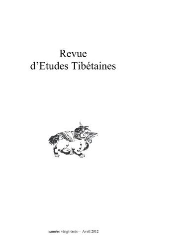 Revue d'Etudes Tibétaines - Bibliographie du Tibet