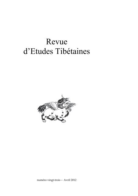 Revue d'Etudes Tibétaines - Bibliographie du Tibet