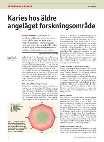 Karies hos äldre angeläget forskningsområde - Tandläkartidningen