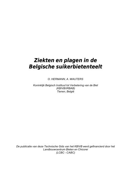 Ziekten en plagen in de Belgische suikerbietenteelt - Koninklijk ...