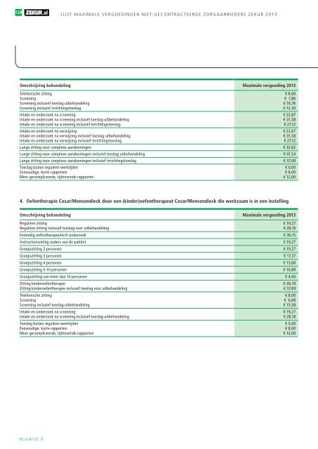 Lijst maximale vergoedingen niet-gecontracteerde ... - Zekur