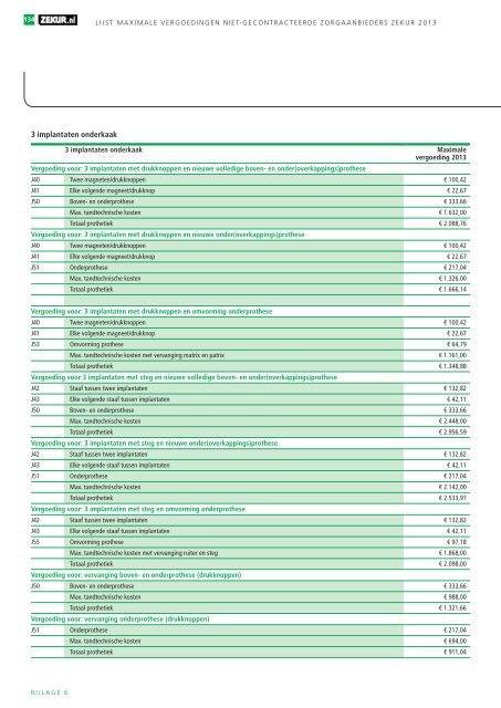 Lijst maximale vergoedingen niet-gecontracteerde ... - Zekur