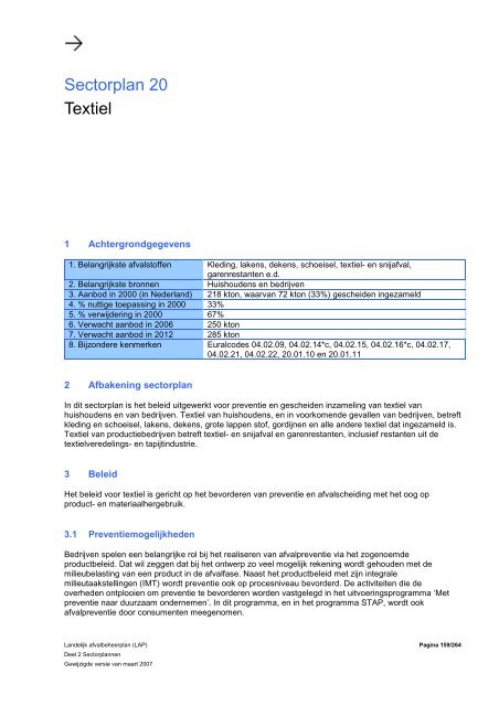 LANDELIJK AFVALBEHEERPLAN 2002-2012 - Vmk