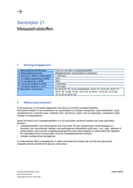 LANDELIJK AFVALBEHEERPLAN 2002-2012 - Vmk