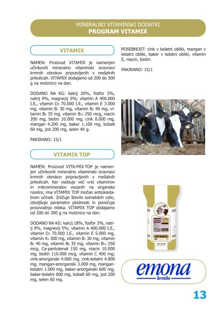 katalog krmih mešanic in mineralno vitaminskih ... - Jata Emona