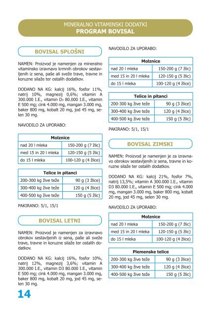 katalog krmih mešanic in mineralno vitaminskih ... - Jata Emona