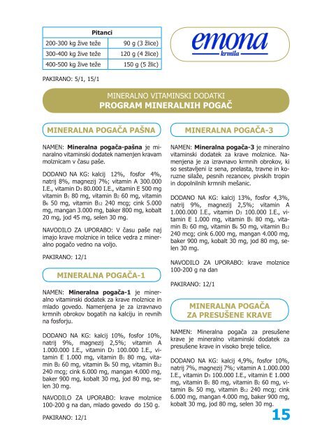 katalog krmih mešanic in mineralno vitaminskih ... - Jata Emona