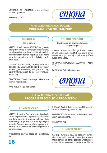 katalog krmih mešanic in mineralno vitaminskih ... - Jata Emona