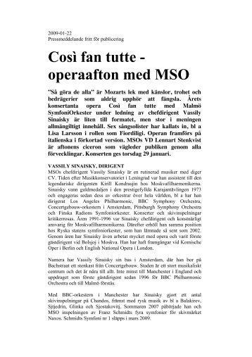 Così fan tutte - operaafton med MSO - Malmö Symfoniorkester