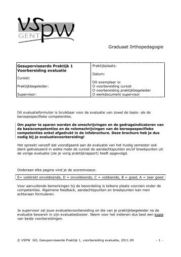 GP1 evaluatievoorbereiding - E-VSPW